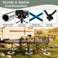 Portable Travel Toddler Cot Bed with Guardrail for Outdoor Indoor-Gray