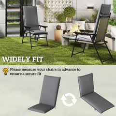 Outdoor Chair Cushions Set of 2 High Back Patio Seat Cushions UPF50+ Fade Resistant Yarn-Dyed Polyester, Dark Grey