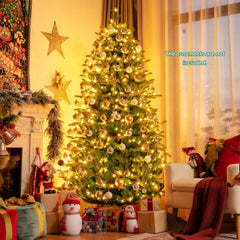8 FT Pre-Lit Christmas Tree with App Controlled LEDs, 2956 Hinged PE and PVC Tips