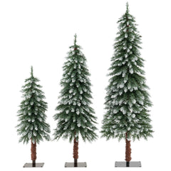 Pre-Lit Snowy Slim Christmas Trees Set of 3, 3 FT 4 FT and 5 FT with 300 Warm White LEDs
