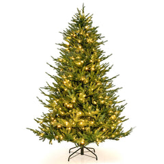 7 FT Pre-Lit Christmas Tree, PE and PVC Mixed Tips with 8 Lighting Modes