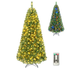 7 FT Pre-Lit Christmas Tree, 1181 Branch Tips and 500 Colour Changing LEDs with Remote