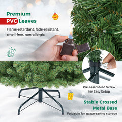 7 FT Pre-Lit Christmas Tree, 1181 Branch Tips and 500 Colour Changing LEDs with Remote