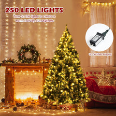 6 FT Pre-Lit Snow Tipped Christmas Tree, 818 Tips with Pine Cones and Red Berries