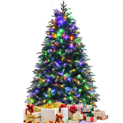 5 FT Pre-Lit Snowy Christmas Tree, 581 Hinged Tips, 250 Two Colour LEDs and 11 Flash Modes