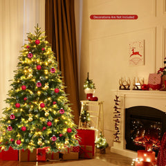 6 FT Pre-Lit Snowy Christmas Tree, Hinged with Two Colour LEDs and 11 Flash Modes