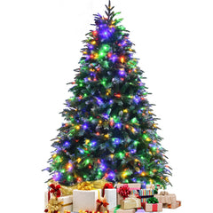 6 FT Pre-Lit Snowy Christmas Tree, Hinged with Two Colour LEDs and 11 Flash Modes