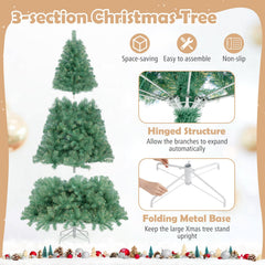 7.5 FT Pre-Lit Tinsel Christmas Tree in Fruit Green, 1300 Tips and 550 Warm White LEDs