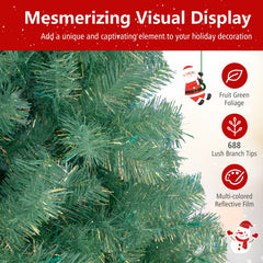 6 FT Pre-Lit Tinsel Christmas Tree in Fruit Green, 688 Tips and 250 Warm White LEDs