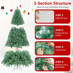 6 FT Pre-Lit Tinsel Christmas Tree in Fruit Green, 688 Tips and 250 Warm White LEDs