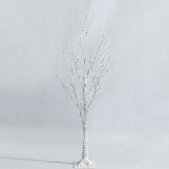 4 FT Pre-Lit White Birch Twig Tree with 48 Warm White LEDs, Bendable Branches