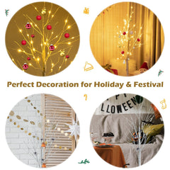 4 FT Pre-Lit White Birch Twig Tree with 48 Warm White LEDs, Bendable Branches