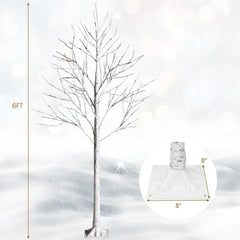 6 FT Pre-Lit White Birch Twig Tree with 96 Warm White LEDs, Bendable Branches