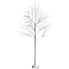 6 FT Pre-Lit White Birch Twig Tree with 96 Warm White LEDs, Bendable Branches