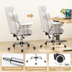 PU Leather Home Office Chair 400 lbs High Back Executive Chair-White
