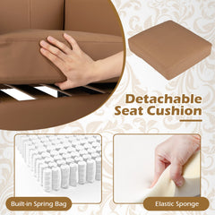 PU Leather Modern Accent Chair with Removable Seat Cushion-Brown