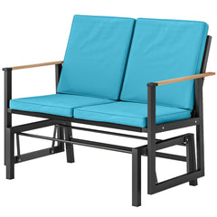 Outdoor Glider Bench for 2 Person, Patio Glider Loveseat with Thick Cushions for Garden Balcony Porch, Dark Grey