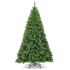 7.5 FT Hinged Artificial Christmas Tree with 1346 PVC Tips and Folding Metal Base, Unlit