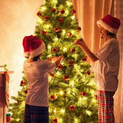 7.5 FT Hinged Artificial Christmas Tree with 1346 PVC Tips and Folding Metal Base, Unlit