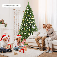 7.5 FT Hinged Artificial Christmas Tree with 1346 PVC Tips and Folding Metal Base, Unlit