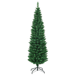 6 FT Slim Pencil Christmas Tree, 2.1 FT Wide, 400 PVC Tips with Folding Iron Base, Unlit