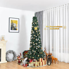 7 FT Slim Pencil Christmas Tree, 2.5 FT Wide, 700 PVC Tips with Folding Iron Base, Unlit