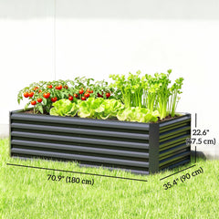 6' x 3' x 2' Raised Garden Bed, Galvanized Planter Box for Growing Flowers, Herbs and Vegetables, Brown