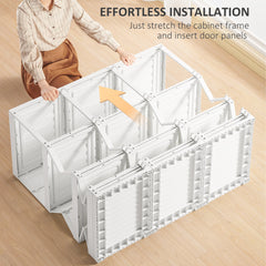 Portable Wardrobe Closet, Folding Bedroom Wardrobe, Clothes Storage Organizer with 8 Cube Compartments, White
