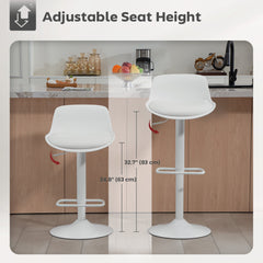 Counter Height Bar Stools Set of 2, Streamlined Bar Chairs with Adjustable Height and Swivel PU Leather Seat, Black