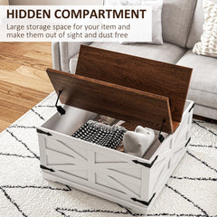 Farmhouse Coffee Table, Square Center Table with Flip-top Lids, Hidden Storage Compartment, Black