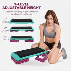 3.9"/5.9"/7.9" Aerobic Stepper Exercise with Non-Slip Top for Home, Office, Indoor, Outdoor, Multicolour