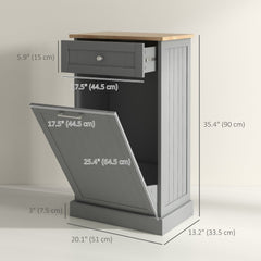 Kitchen Tilt Out Trash Bin Cabinet, Free Standing Recycling Cabinet, Trash Can Holder with Drawer, White