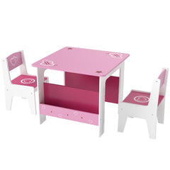 3 Pieces Kids Table and Chair Set with Bookshelves, for Classroom, Home, Nursery, Playroom, for Read, Draw, Art, Pink