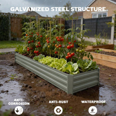 8'x2'x1' Galvanized Raised Bed, Large Elevated Planter Box for Growing Flowers, Herbs and Vegetables, Dark Grey