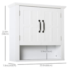 Wall Mount Bathroom Cabinet, Storage Organizer Kitchen Cupboard with 2 Doors and Adjustable Shelf White
