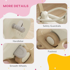 5 in 1 Rocking Horse for Toddlers 1-6 Years with Balance Board, Push Handle, 4 Smooth Wheels