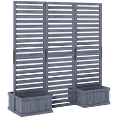 Outdoor Privacy Screen Wood Privacy Panel with 4 Planter Boxes, Raised Bed with 3 Panels, Drainage Holes, Natural
