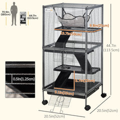 4-Tier Rolling Small Animal Cage, Deluxe Ferret Cage for Mink Chinchilla Kitten Rabbit