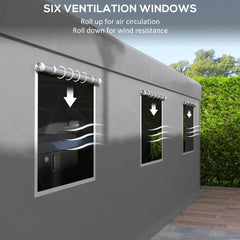 10' x 20' Carport, Heavy Duty Portable Garage with 6 Mesh Windows and 2 Doors, Dark Grey