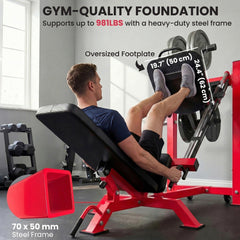 Leg Press Machine with Wheels and Calf Block, Adjustable Squat Machine for Home Gym, 1000 lbs Capacity