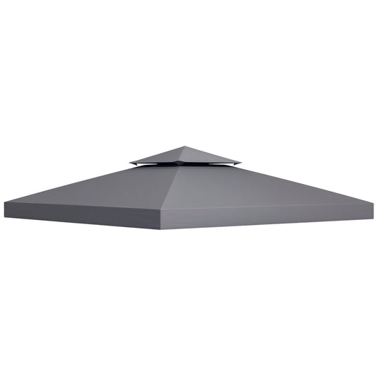 10' x 10' Square 2-Tier Gazebo Canopy Replacement Top Cover Outdoor Garden Sun Shade, Replacement Top Only, Dark Grey