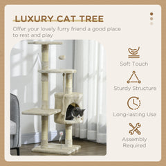 46" Scratching Cat Tree Multi Level Activity Center Kitty Condo Furniture Post Beige