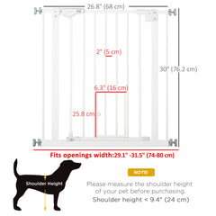 Retractable Gate Extra Wide Press-Mounted with Cat Door, Auto Closing Pet Gate for Stair, Hallway, 29-32 Inch