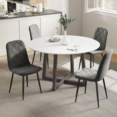 Dining Chairs Set of 4, Upholstered Dining Room Chairs with Steel Legs, Modern Kitchen Chair for Dining Room, Black