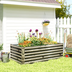 6' x 3' x 2' Raised Garden Bed, Galvanized Planter Box for Growing Flowers, Herbs and Vegetables, Brown