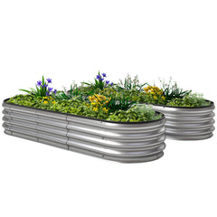 2Pcs Galvanized Raised Garden Bed, 4 x 3 x 1 ft Modular Metal Garden Beds with Rubber Strip Edging, Silver