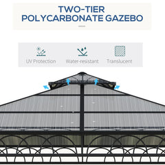 10' x 10' Outdoor Hardtop Gazebo Canopy w/ Double PC Roof, Steel Frame, Nettings, Curtains for Garden Lawn Deck, Black