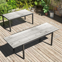 63"-94.5" Extendable Patio Dining Table for 6-8 Person, Outdoor Dining Table with Aluminium Edging, Steel Frame, Brown