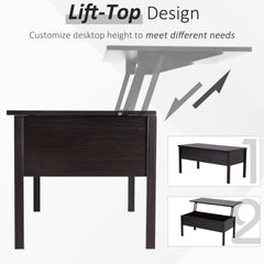 39" Modern Lift Top Coffee Table with Hidden Storage Compartment, Center Table for Living Room, Black