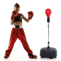 Adjustable Height Free Standing Boxing Bag Set with 6 Suction Cups and Boxing Gloves, for Exercise Training